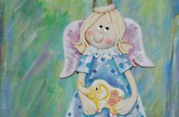 Na spacer go zabiorę - aniołek z masy solnej, prezent, dekoracja