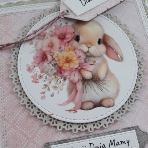 Kartka na Dzień Mamy (lub na inną okazję) z uroczym króliczkiem