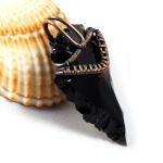 Smocze szkło miedziany wisior z obsydianem - smocze szkło wisiorek