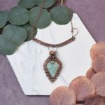 Miedziany naszyjnik wire wrapping z amazonitem #507 - 