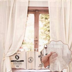 Zasłona lniana boho w prążki zasłony do pokoju panel do salonu 140/240cm