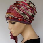 letni turban MOTYLI - turban, szarfa wiązana z boku głowy