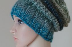 Czapka boho niebiesko=szara