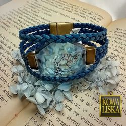 Blue Day - bransoleta z żywicy i rzemieni