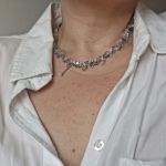 Naszyjnik opalit i łańcuszki - naszyjnik opalit