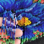 Komplet "Niebieski Mak" naszyjnik-czoker z frędzliami i bransoletka - Komplet "Niebieski Mak" naszyjnik-czoker z frędzliami i bransoletka