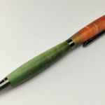 Długopis z drewna stabilizowanego - zielono pomarańczowy - Dwukolorowy długopis ze stabilizowanej czeczoty klonu