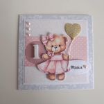Personalizowana kartka na urodziny roczek miś - Personalizowana kartka na urodziny roczek miś