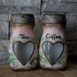 Słoiki na kawę i herbatę - róże vintage