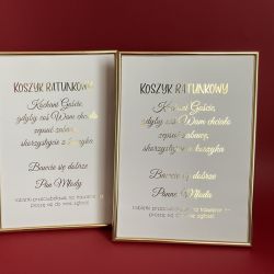 komplet złotych ramek koszyk ratunkowy