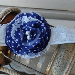 Retro opaska granatowa w groszki