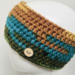 Kolorowa szeroka opaska na głowę - opaska szydełkowa