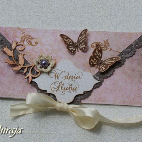 Kopertówka z okazji ślubu ' retro róż' 