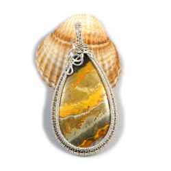 Jaspis Srebrny wisior z jaspisem trzmielim.