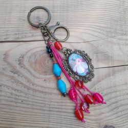 Brelok do kluczy w stylu boho z kaboszonem - Floral Bloom