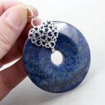 Lapis lazuli z pirytem i srebro - wisior - 