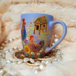 Ręcznie malowany wiejski kubek 300 ml. - Ręcznie malowany