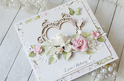 Kartka ślubna z pięknym bukietem v.16