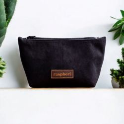 Czarna kosmetyczka MIDI z nubuku