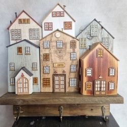 Wieszak - drewniane domki - na klucze i inne drobiazgi 21.