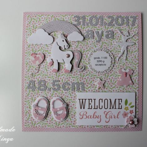 Metryczka Welcome Baby Unicorn