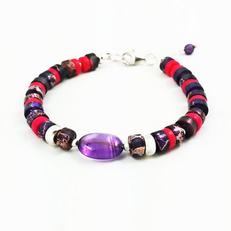 Bransoletka srebrna w paski.