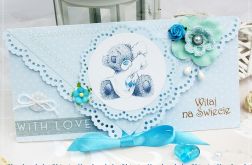 Kopertówka z okazji narodzin - blue teddy