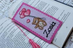 Haftowana zakładka z misiem, personalizowana - zakładka z imieniem.