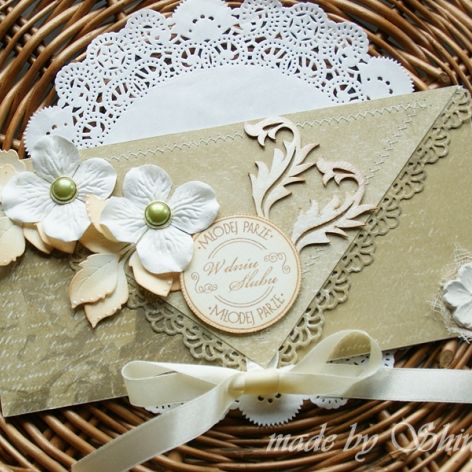 Kopertówka z okazji ślubu-oliwkowe retro