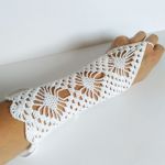Rękawiczki szydełkowe  - białe rękawiczki szydełkowe