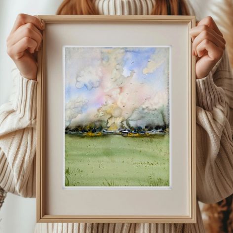 Oryginalna akwarela. Pejzaż 30x40cm