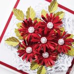 Kartka ROCZNICA ŚLUBU z bordowymi stokrotkami - Kartka na rocznicę ślubu z bordowymi kwiatami