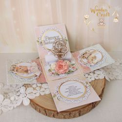 Exploding box komunijny pamiątka "RoseWine"