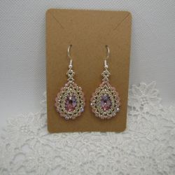 Kolczyki łezki kryształowe Swarovski różowe
