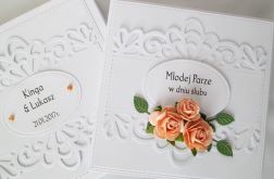 Kartka MŁODEJ PARZE biało-brzoskwiniowa