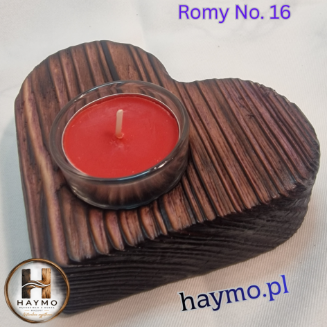 Świecznik drewniany świerk Shou Sugi Ban mahoń, Romy No. 16