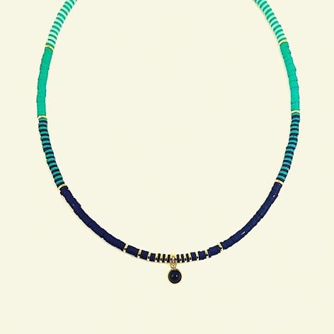 Naszyjnik zielono granatowy.