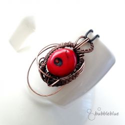 Naszyjnik, koral czerwony - wire wrapping