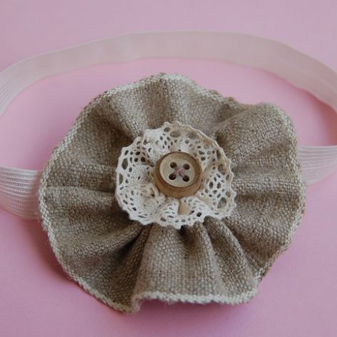 Opaska niemowlęca  - Lniany kwiat