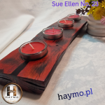 Świecznik drewniany buk płomieniowy rubin, Sue Ellen No. 23 - 