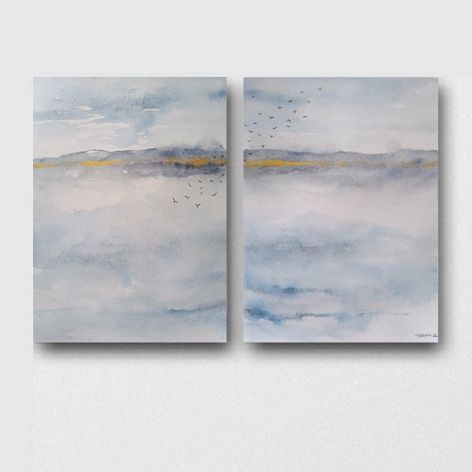 Pejzaż-dwie akwarela formatu 32/24 cm każda.