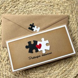 012,kartka na ślub do koperty z puzzlami.