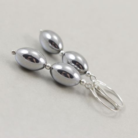 Hematyt i srebro - kolczyki