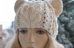 Czapka kocurek kremowa