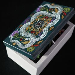 Ręcznie malowana szkatułka organizer WĄŻ