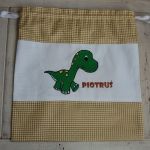 Dinozaur - worek na kapcie/strój - worek z imieniem do przedszkola