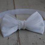 Retro opaska niemowlęca "Kokarda w bieli" - 