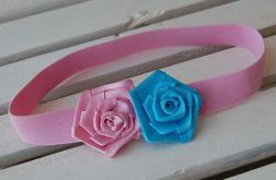 Opaska niemowlęca "Róż z turkusem"