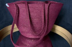 Bordowa Torba Szyta Sznurek Bawełniany
