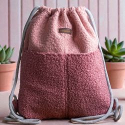 Różowy workoplecak z kieszeniami baranek